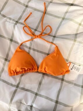 No Boundaries Orange Triangle Bikini Top